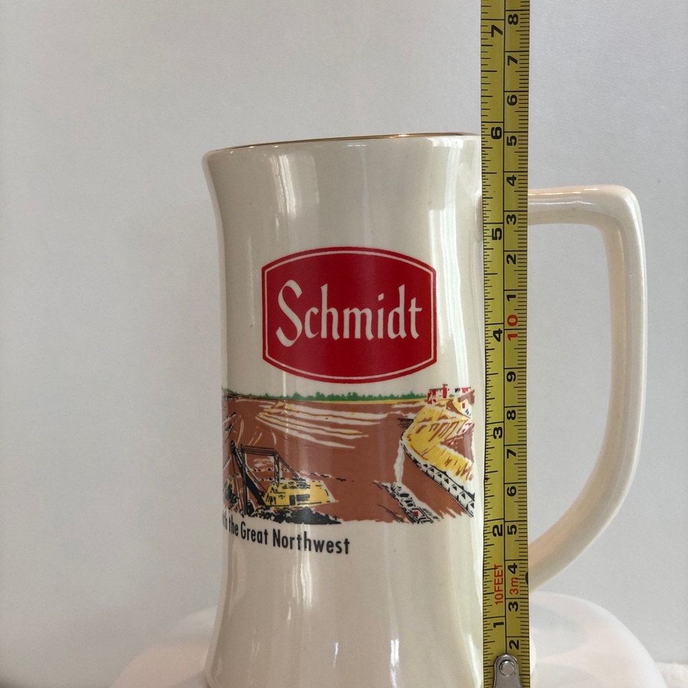 Vintage Schmidt Ceramic Beer Stein Mug in Cream with Red Logo - Picture 8 of 9
